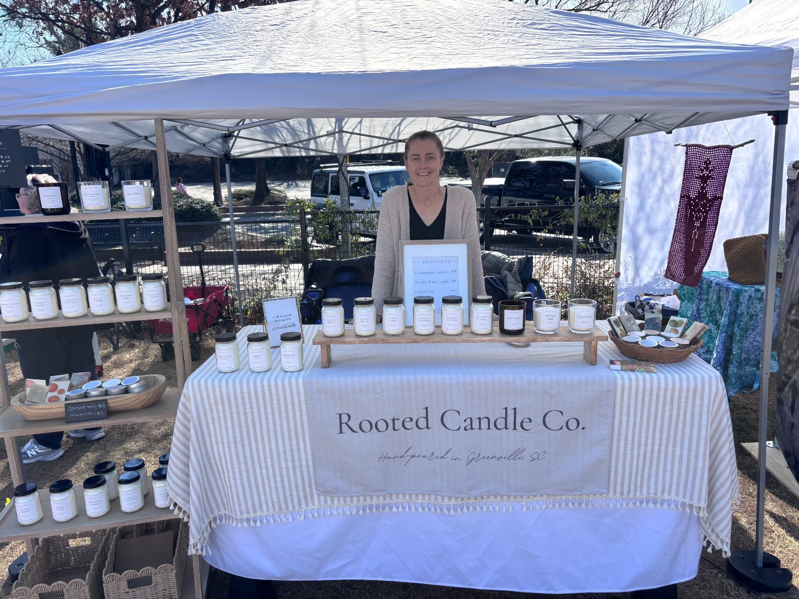Tracy at the Saturday market booth